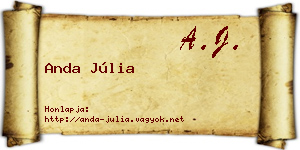Anda Júlia névjegykártya